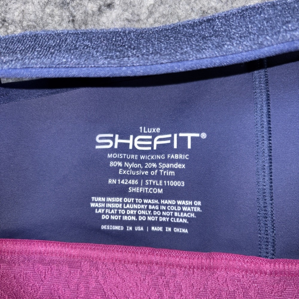 2 SHEFIT FLEX 1Luxe Sports Bra Pink Black Supportive Fitness Activewear Medium - Picture 6 of 9